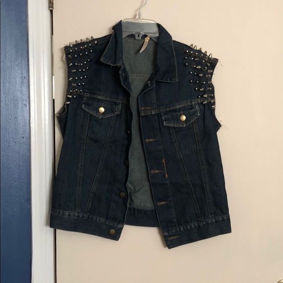 spiked denim vest